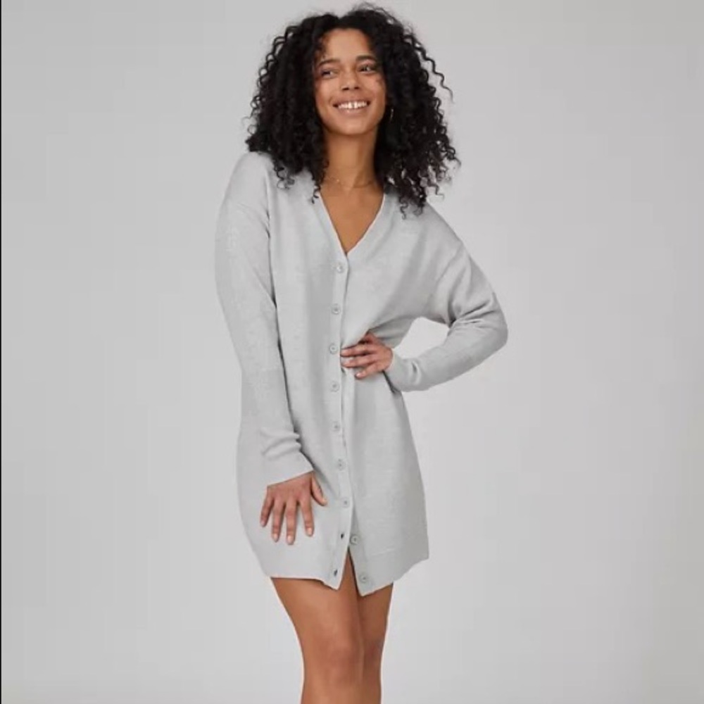 Aritzia wilfred mini spa cardigan dress - Heather ashen XS